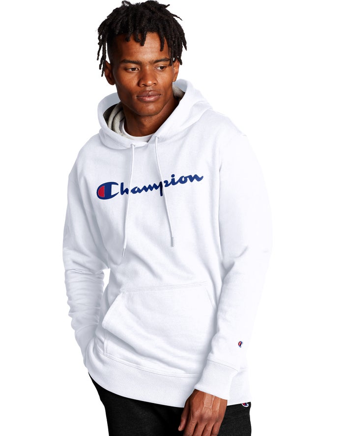 Champion Hoodie Heren - Wit - Powerblend Script Logo ( 217093-KBS )